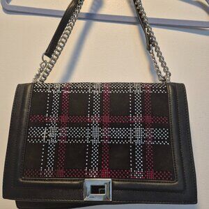 INC International Concepts Red & Black Plaid Rhinestone Shoulder Bag – Chain